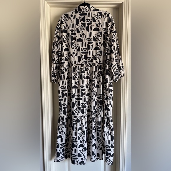 Anthropologie Maeve The Bettina Tiered Shirt Dress In Black Motif Size XL - Picture 7 of 11